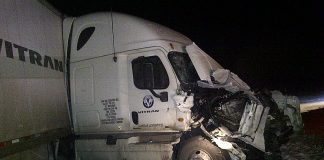Three-semi collision on Highway 1