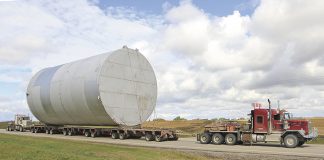 Large piece of equipment makes its way through