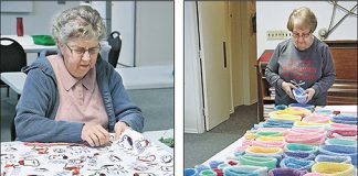 Good Shepherd quilting club knits for grieving parents