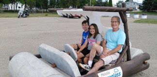 Flintstones car visits Melville drive-thru