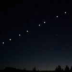 Night sky over Melville filled up with satellites