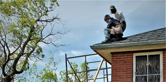 Old roof gets repaired