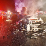 Police chase with stolen semi ends in flames