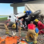 Semi unit plunges off of Broadview overpass onto railway tracks