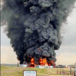 Lightning strike causes fire at oilfield battery