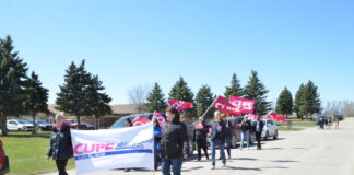Healthcare workers picket outside Broadview Hospital