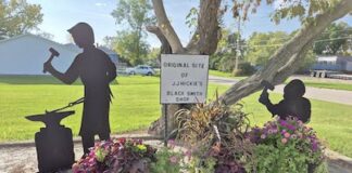 Local area blacksmith history preserved by simple display
